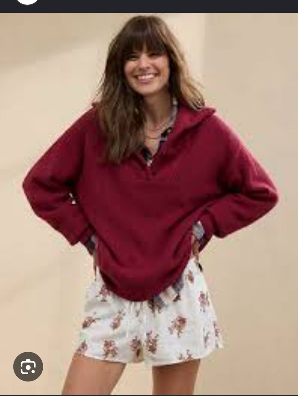 AERIE Maroon Waffleknit Oversized Sweater - Large
